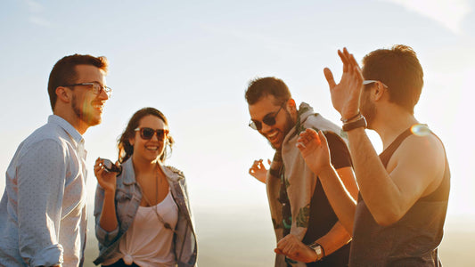 group of friends hanging out and laughing during daytime