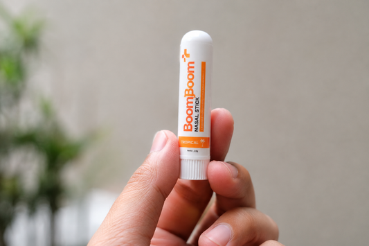 Boom Boom nasal stick menthol and essential oil inhaler shown for a Boom Boom nasal stick review