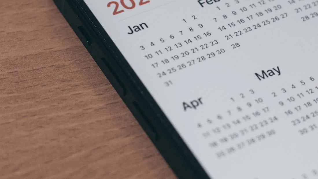 A full year calendar view on a smartphone.