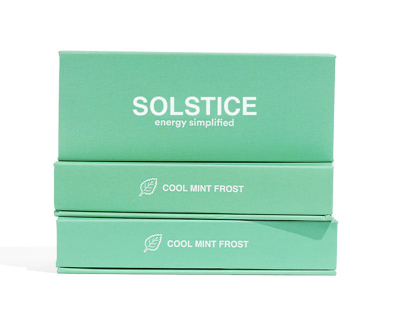 three green boxes of Solstice Caffeine Diffuser stacked