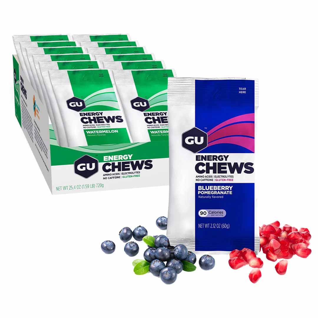 GU Energy Chews Watermelon and Blueberry Pomegranate flavors