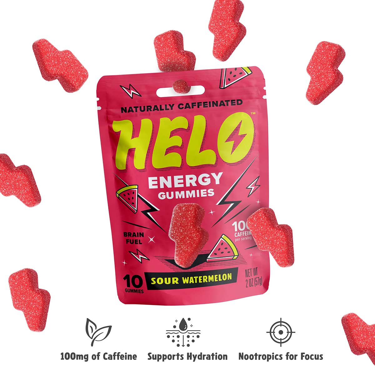 HELO Energy Gummies in Sour Watermelon flavor