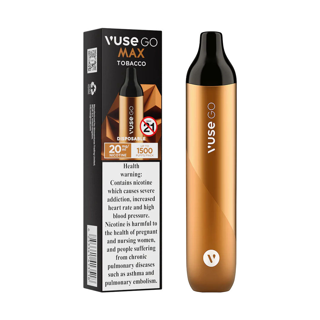 Vuse Go Max vape next to packaging