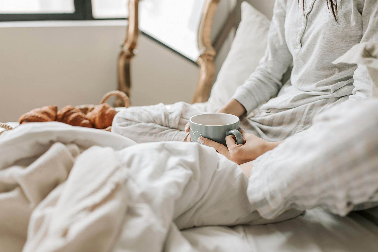 Person having breakfast in bed