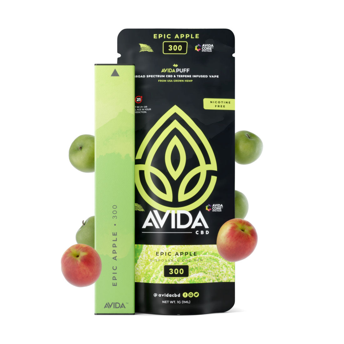 Avida CBD vape pen in Epic Apple flavor