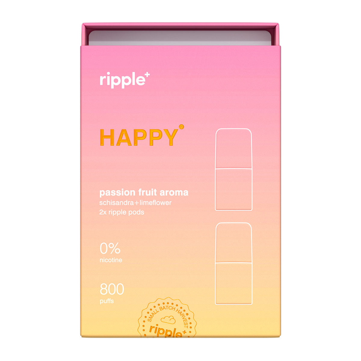 Ripple+ vapes in the 'Happy' formulation and packaging