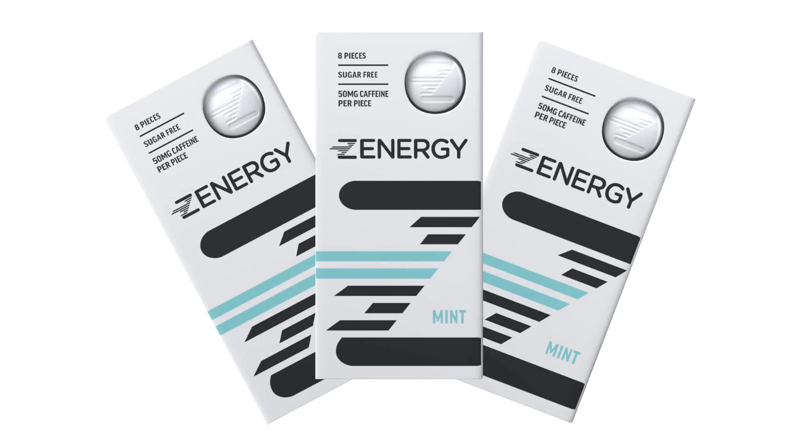 Three packs of Zenergy Gum on a white background.