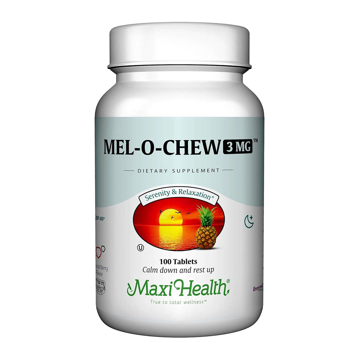 white bottle of Maxi Health Mel-O-Chew