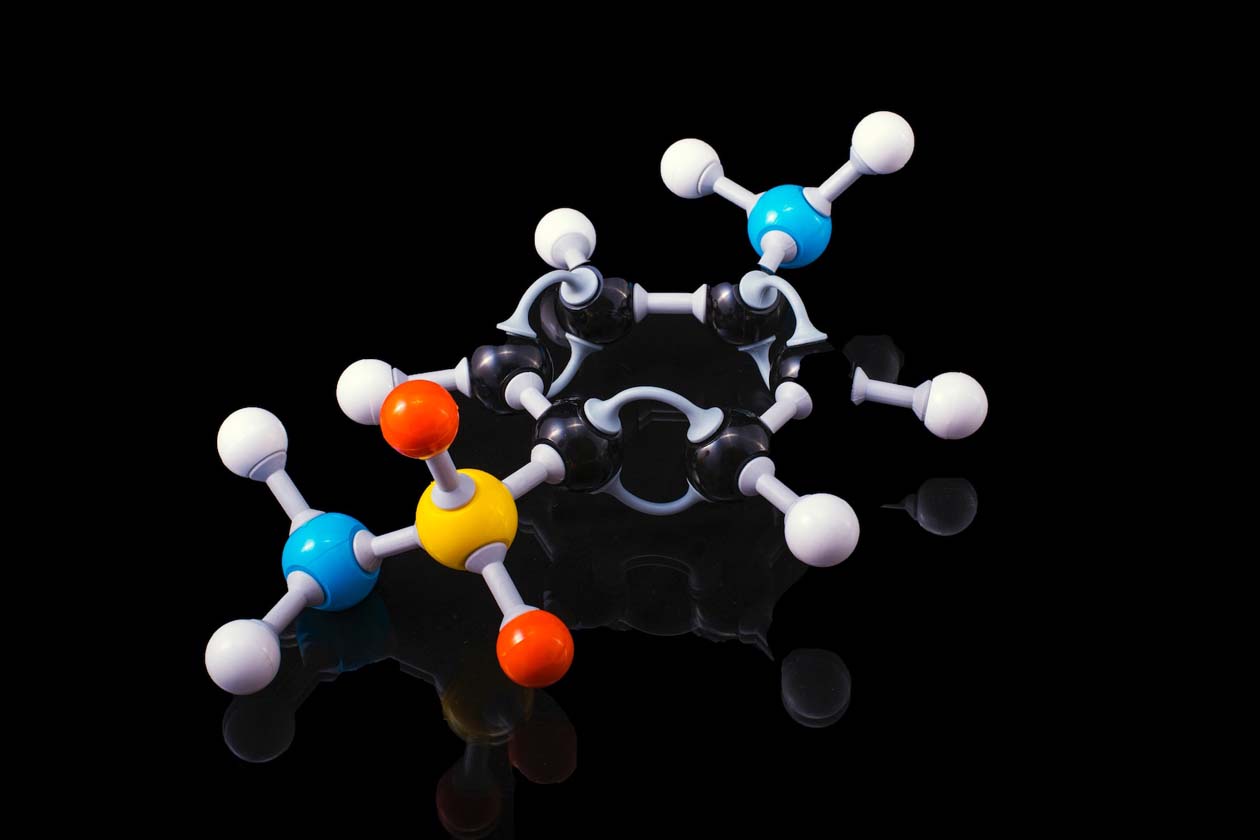 model of a molecule in a black background