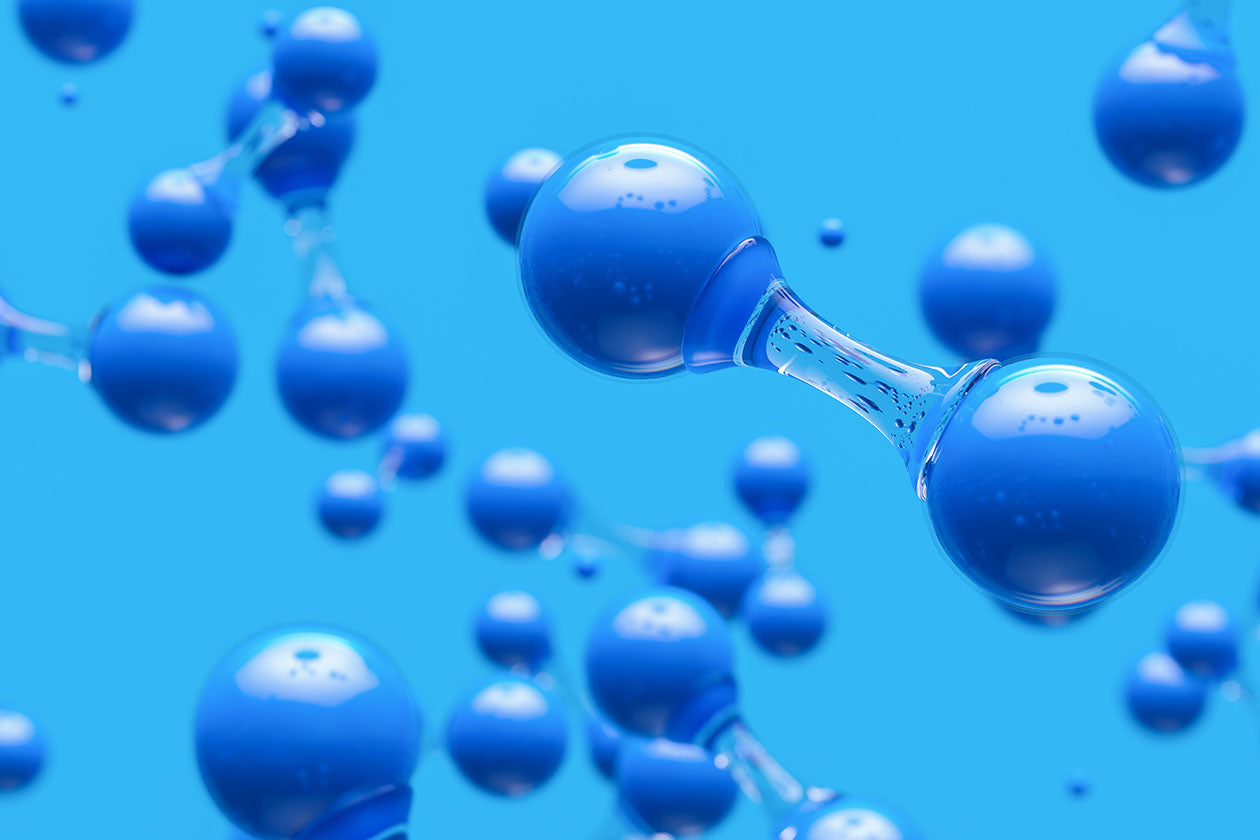 molecules against blue background