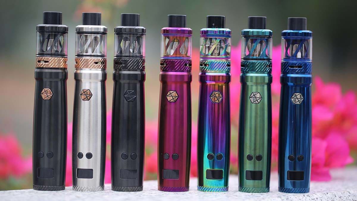A collection of vapes in different colours.