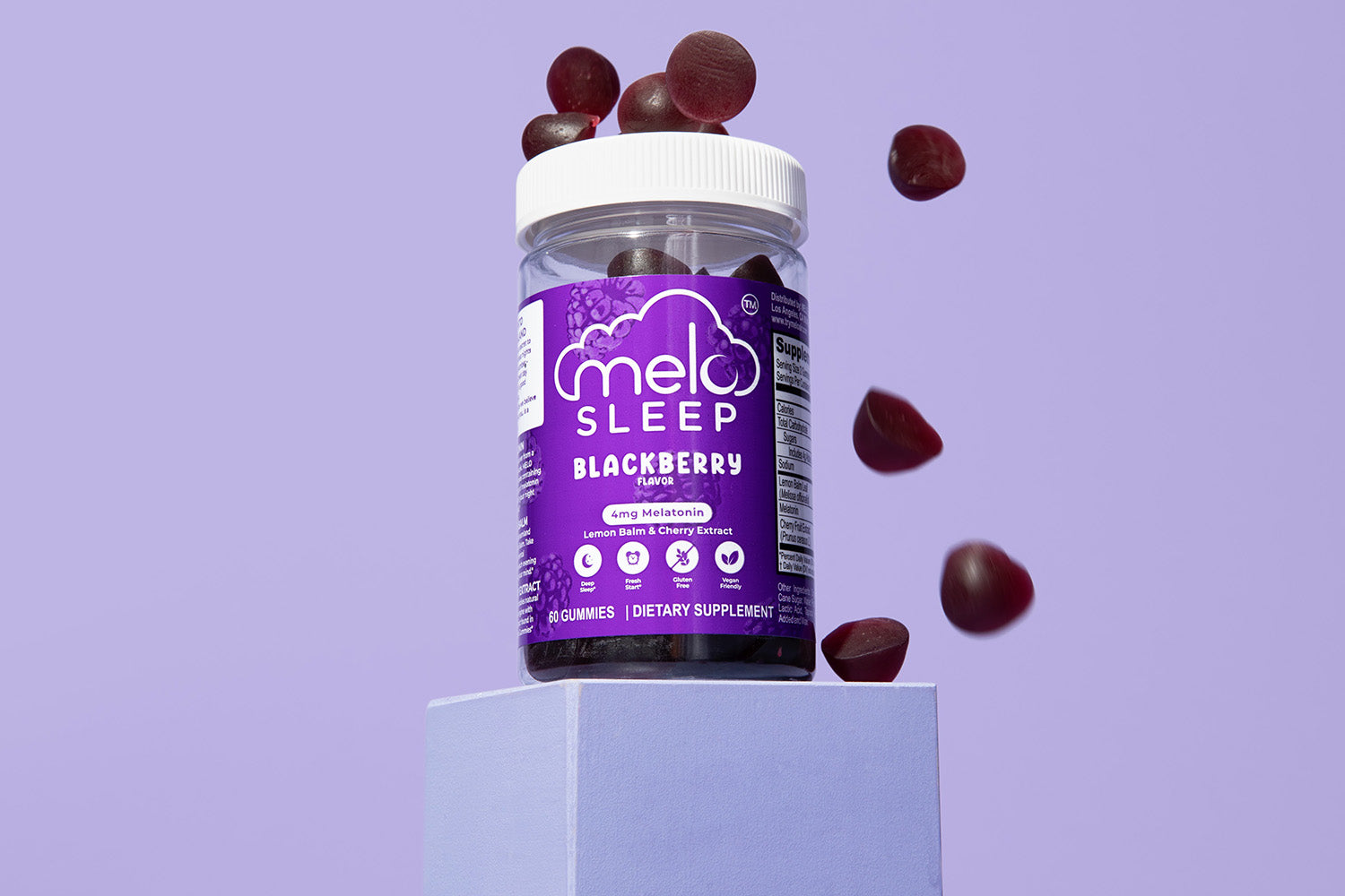 MELO melatonin gummies in Blackberry flavor