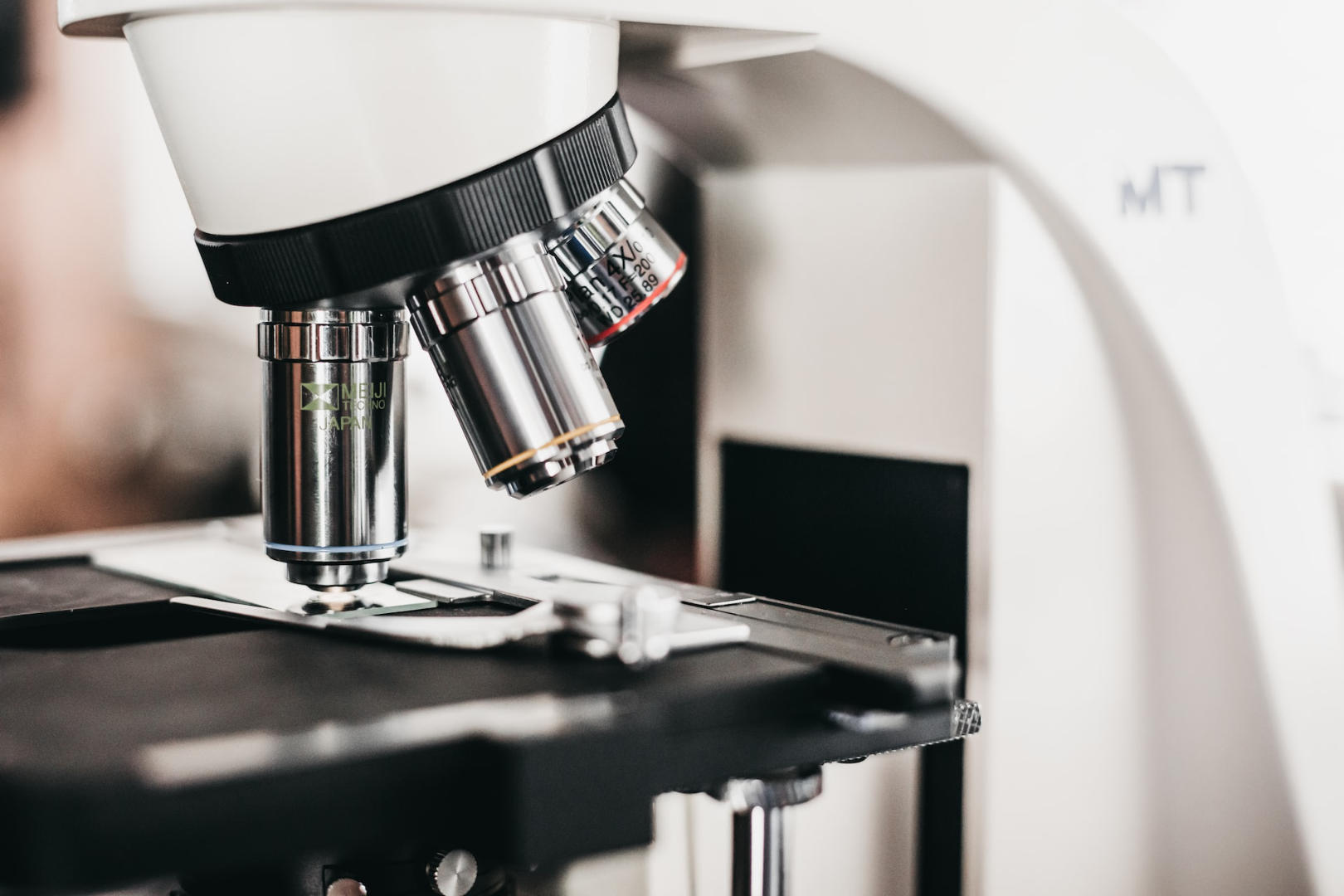 A close up shot of a microscope