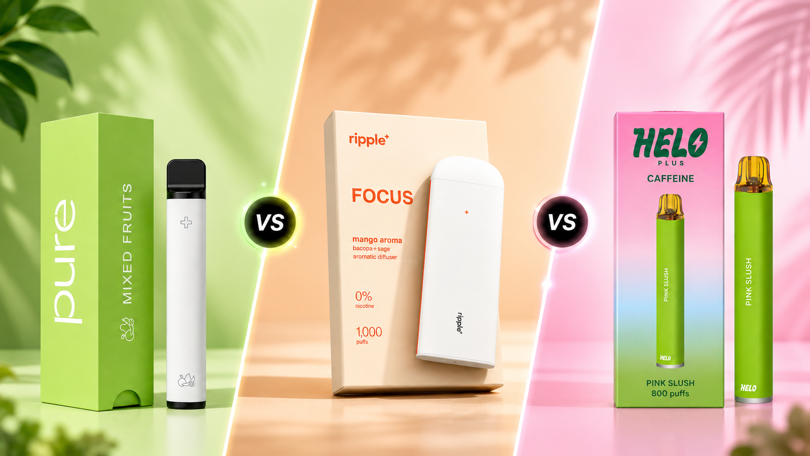 Pure Diffuser vs. Ripple+ vs. HELOMELO: Which Nicotine-Free Vape Is Best?