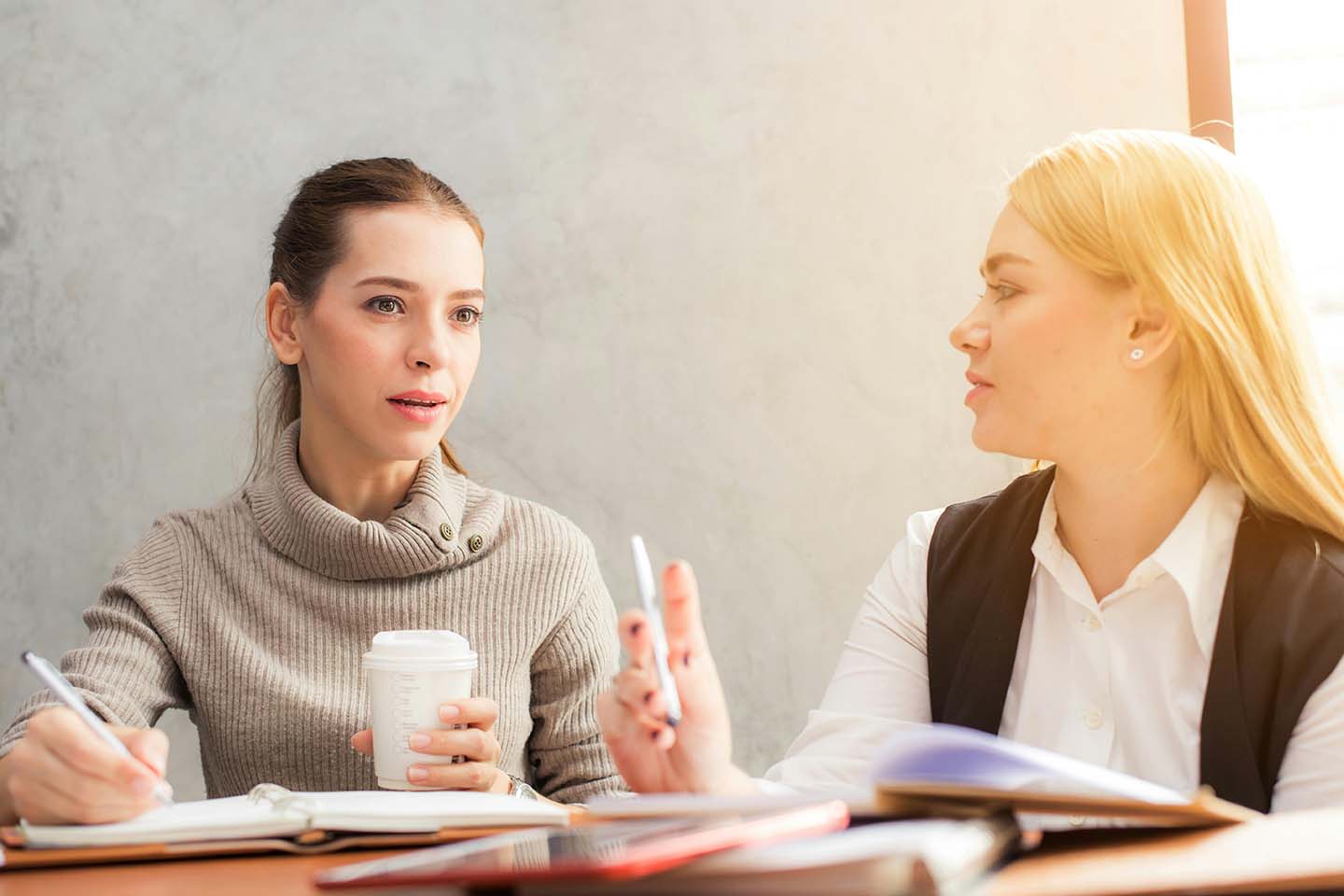 Two women having a discussion