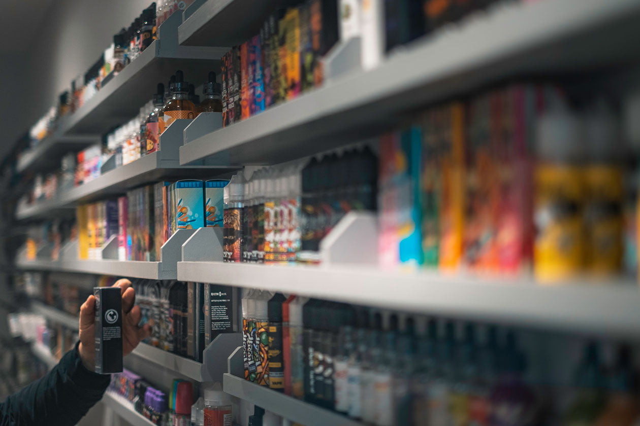 a store shelf packed with products